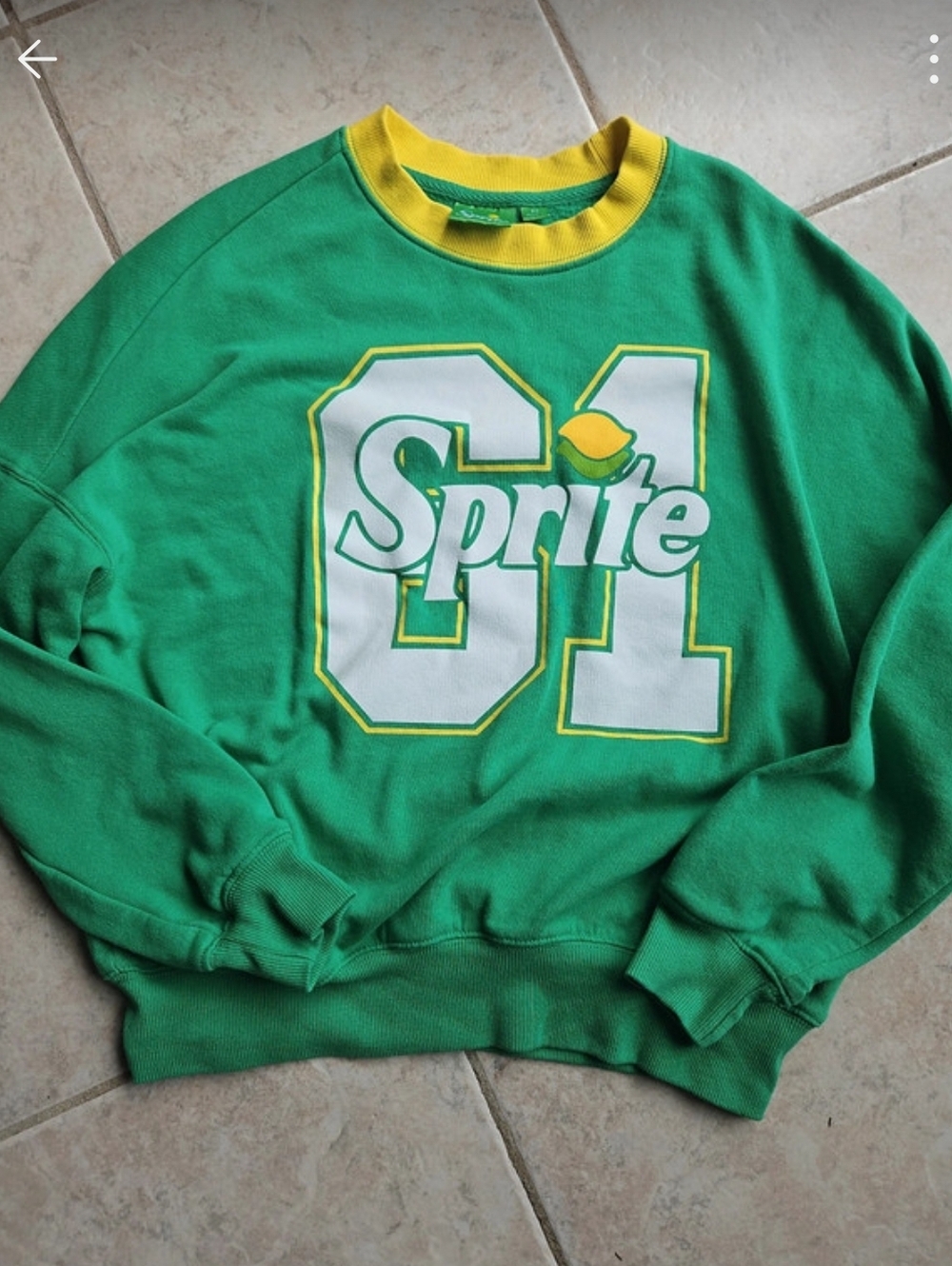Sprite Graphic Sweatshirt Green Crewneck Retro Style Size XS